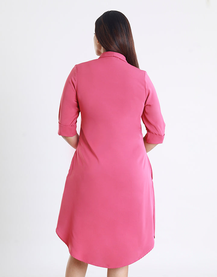 Button Down Dress with Shawl Collar