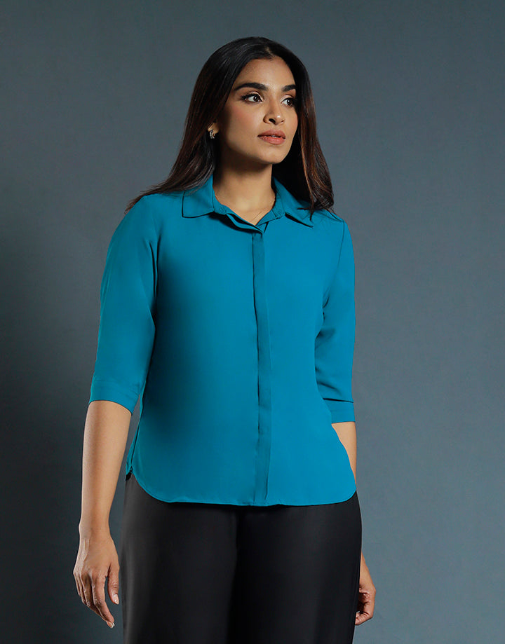 Collar Blouse with 3/4 Sleeve