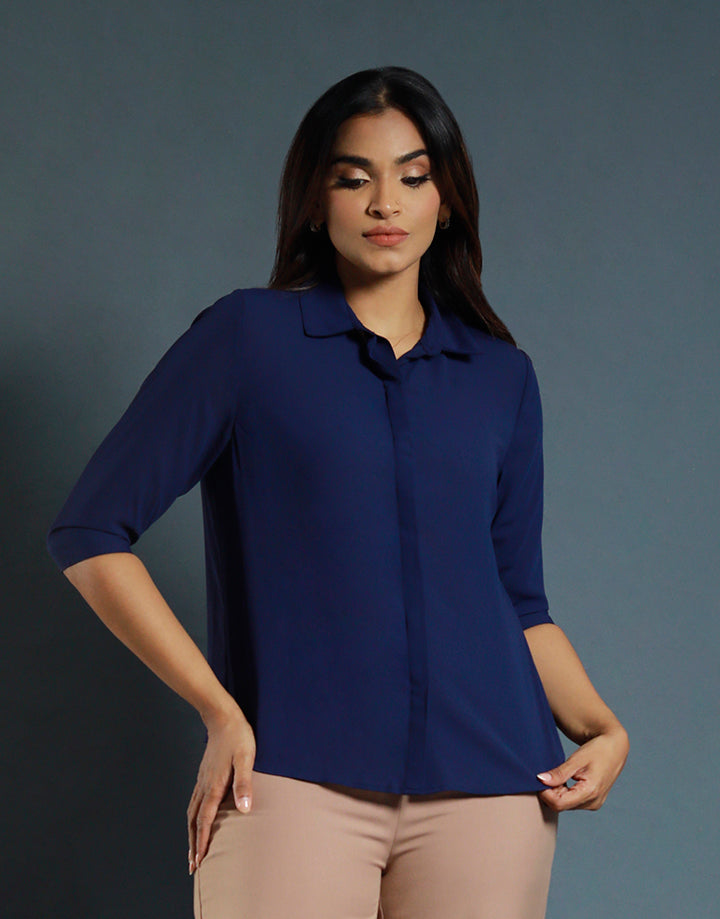 Collar Blouse with 3/4 Sleeve