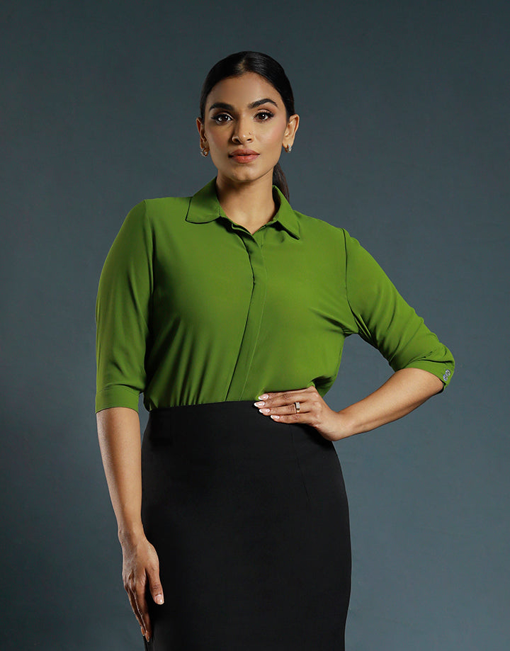 Collar Blouse with 3/4 Sleeve