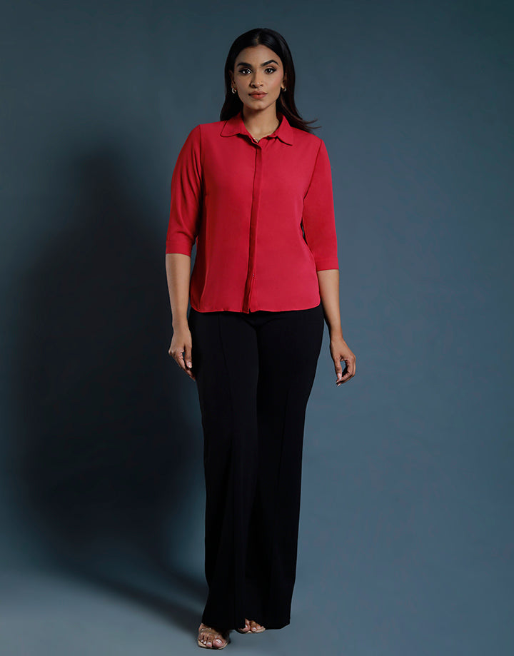 Collar Blouse with 3/4 Sleeve