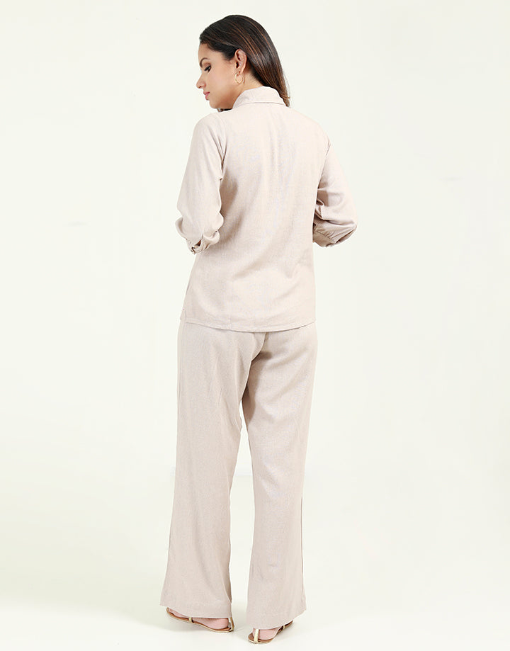 Collared Linen Top with ¾ Sleeves