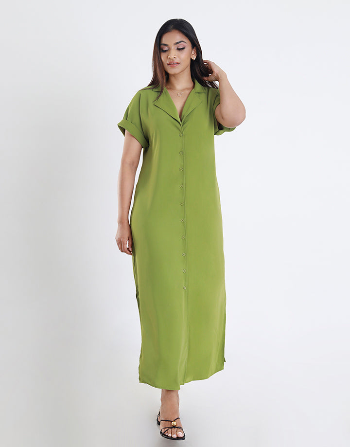 Cuban Collar Dress with Maggi Sleeves