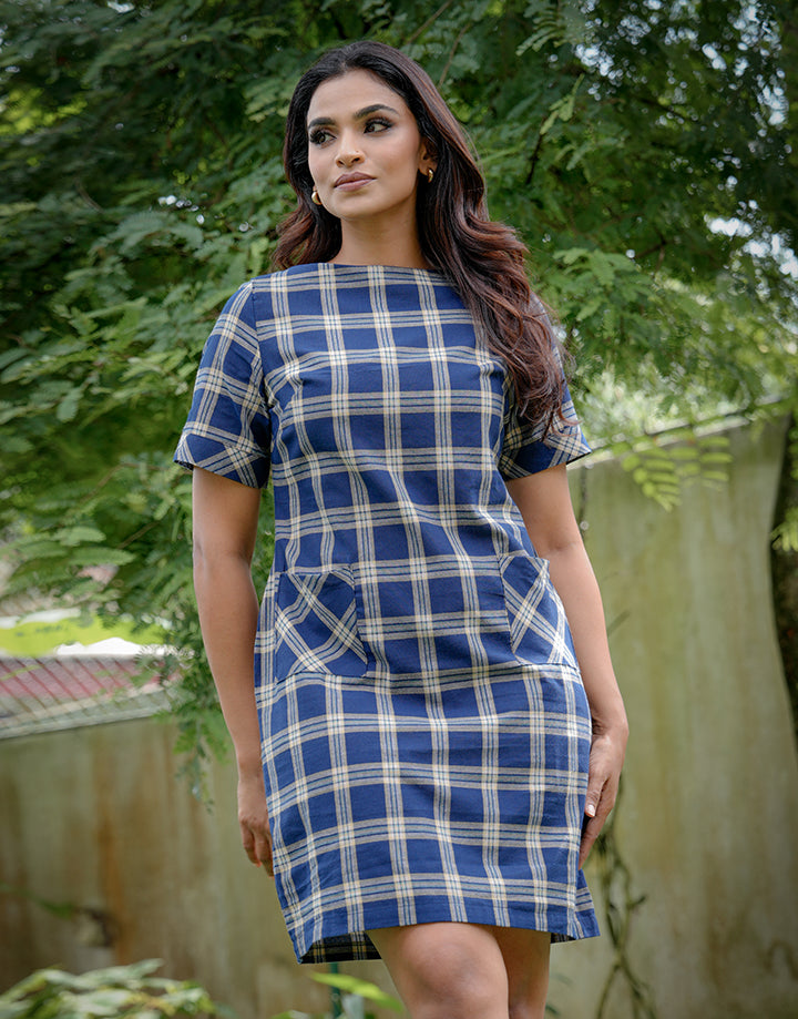 Short Sleeve Patch Pocket Shift Dress