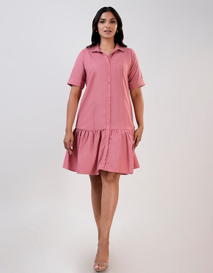 Short Sleeve Button Down Dress