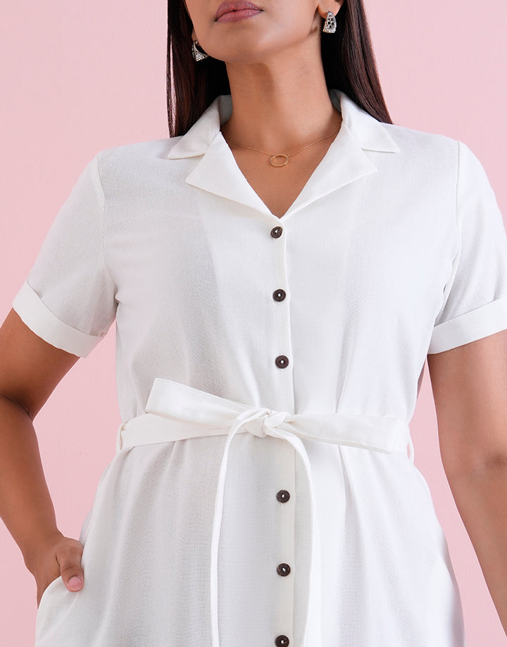 Nurture Short Sleeve Button Down Midi Dress main image 0
