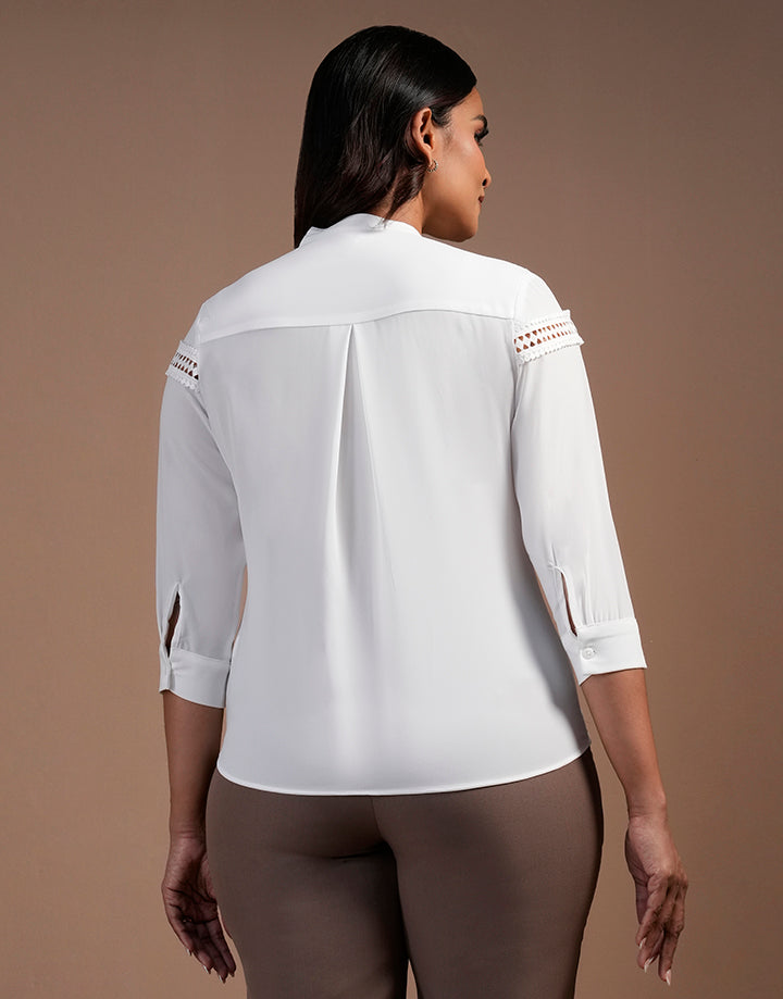 3/4 Sleeve Lace Detail Blouse