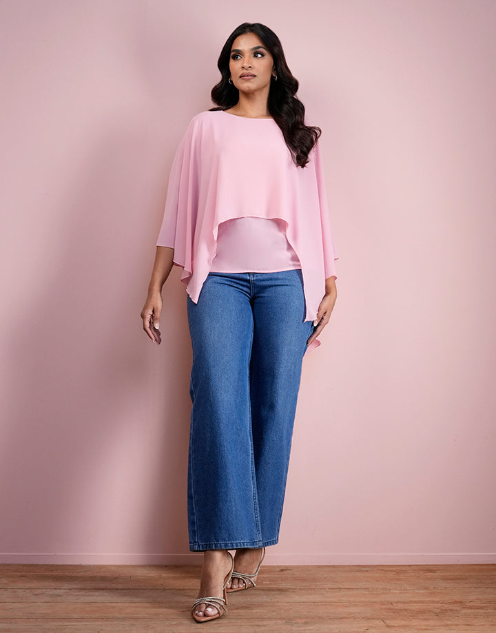 Asymmetrical Hem Poncho Top