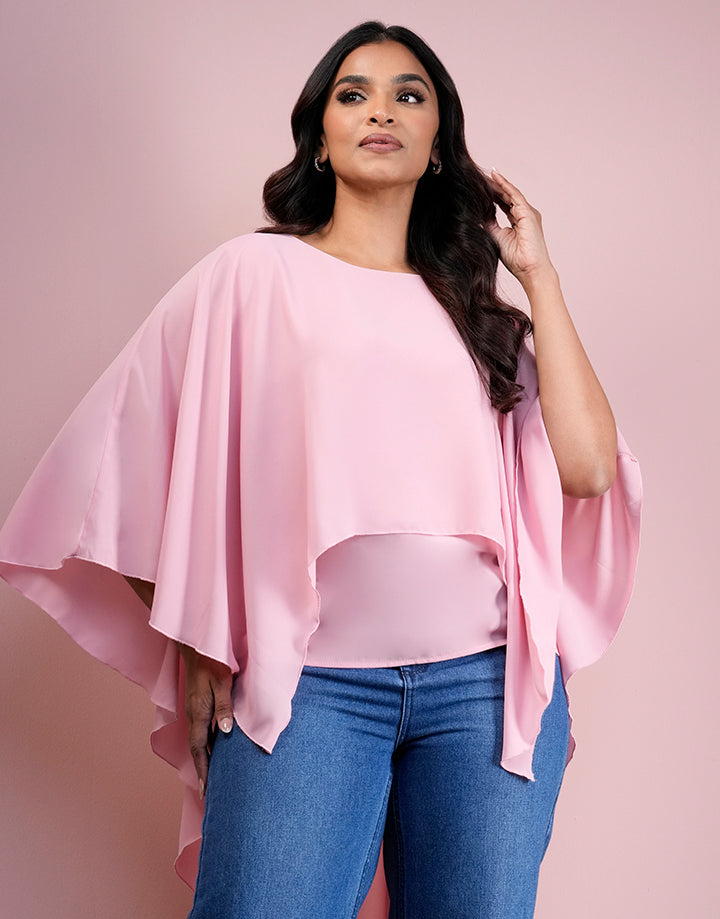 Asymmetrical Hem Poncho Top
