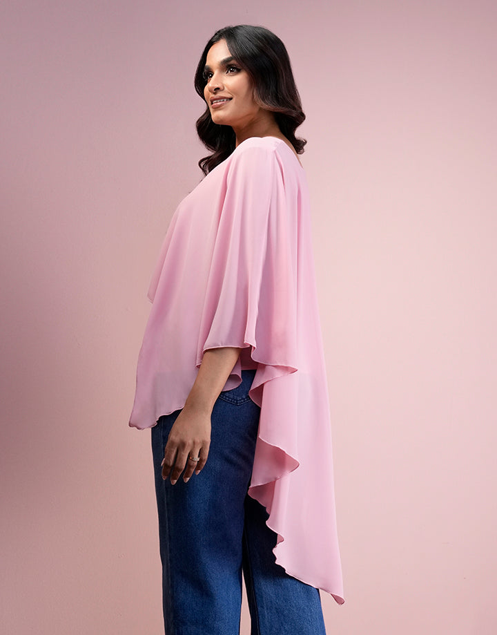 Asymmetrical Hem Poncho Top
