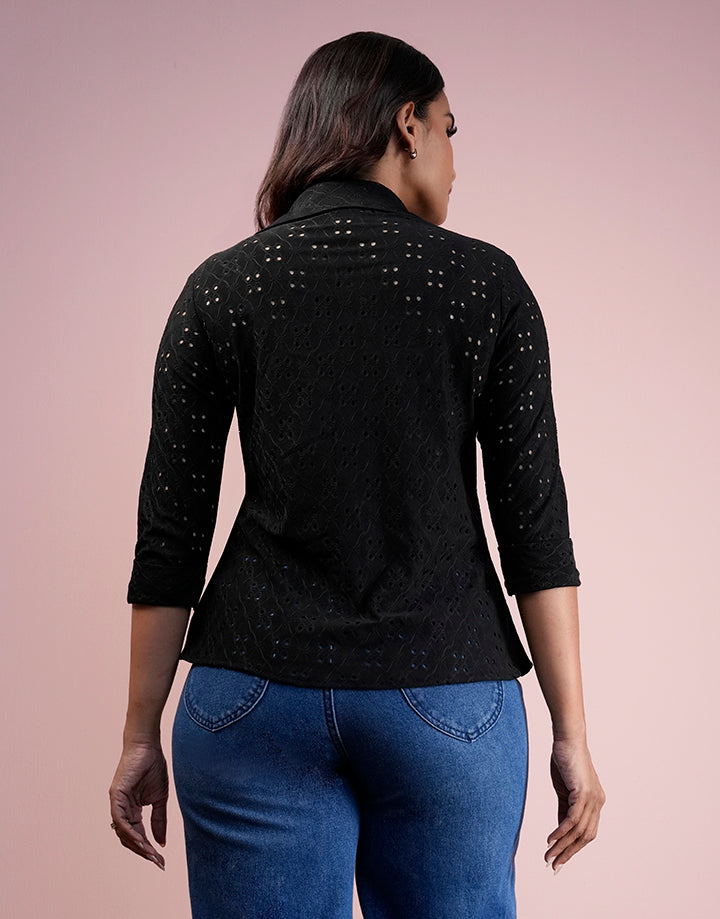 Cutlawn Stretch Blouse with Folder Sleeve