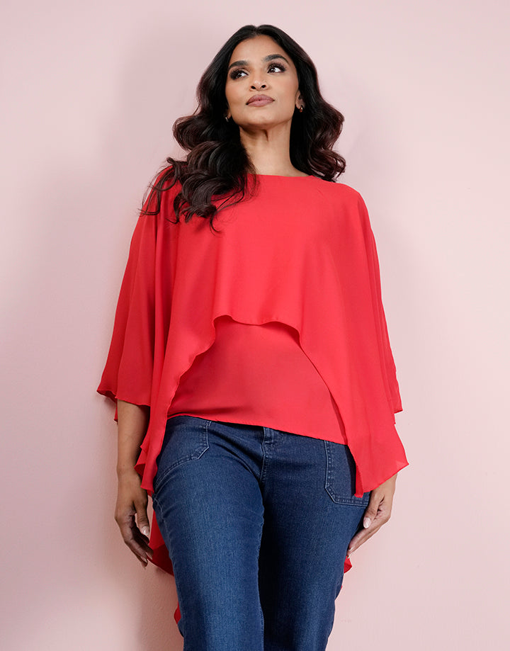 Asymmetrical Hem Poncho Top