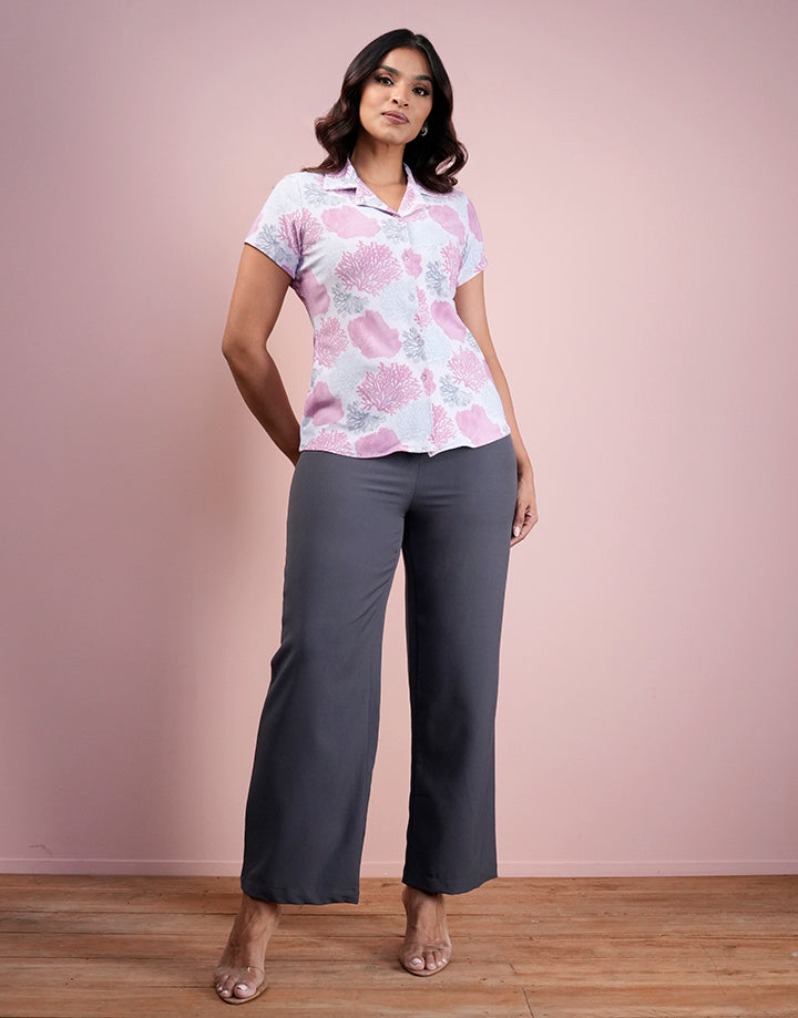 Printed Blazer Collared Blouse