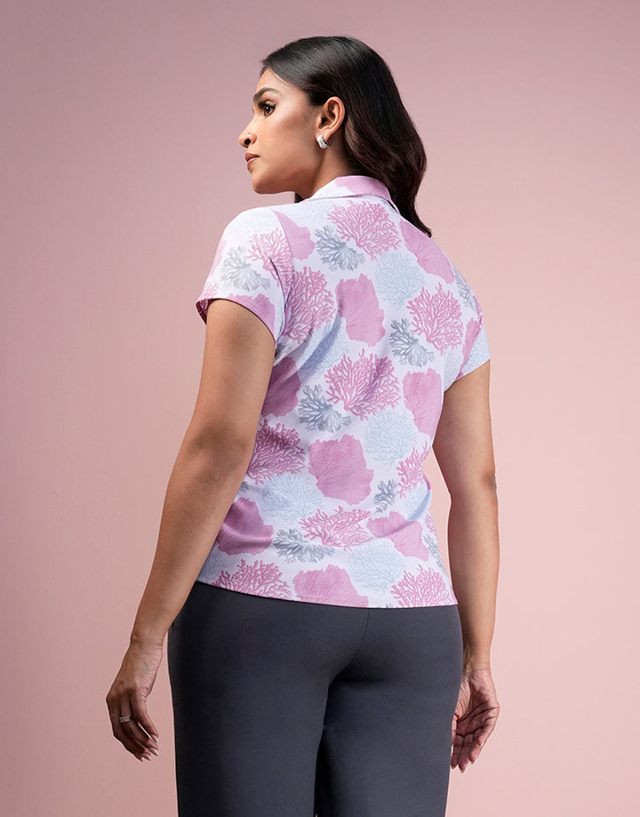 Printed Blazer Collared Blouse