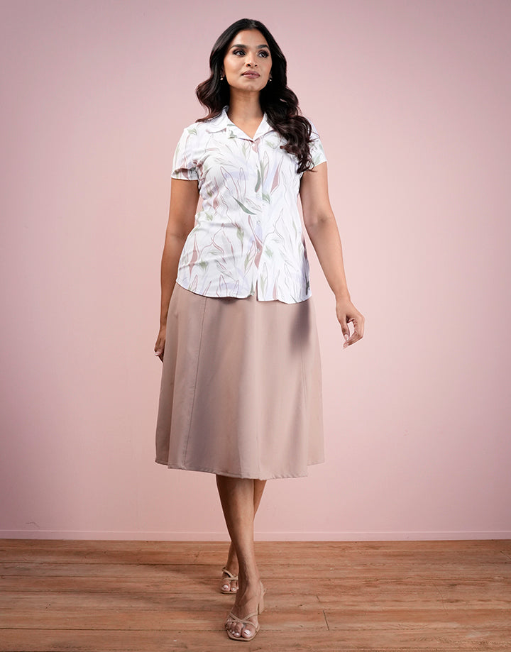 Printed Blazer Collared Blouse