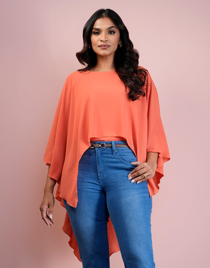 Asymmetrical Hem Poncho Top