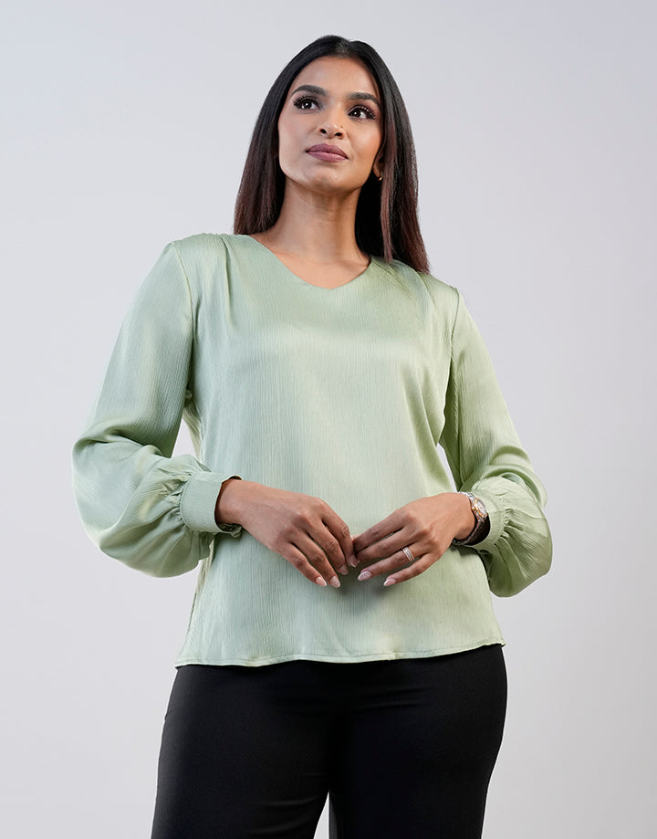 V-Neck Blouse with Long Sleeve