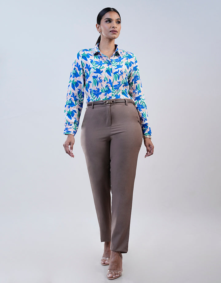 Plain Side Pockets Office Pant