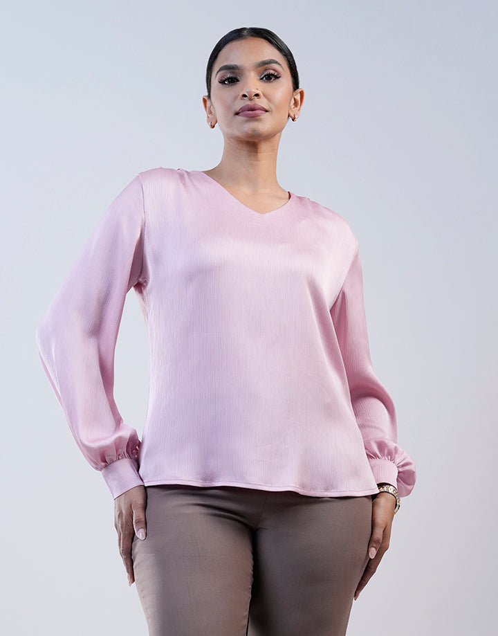V-Neck Blouse with Long Sleeve