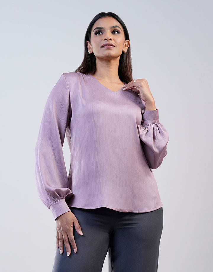 V-Neck Blouse with Long Sleeve