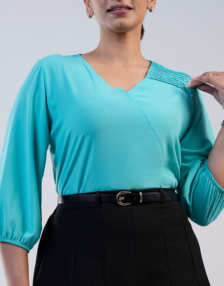 V-Neck Puff Sleeve Blouse
