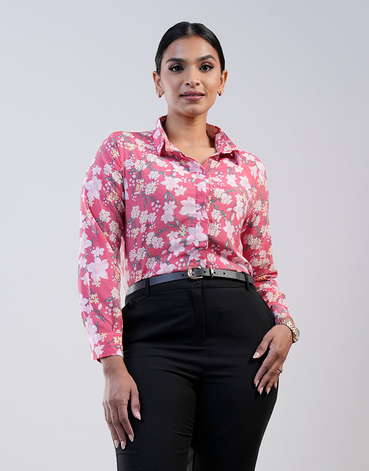 Long Sleeve Hidden Placket Shirt Blouse