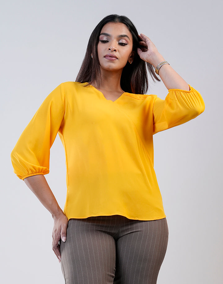 V-Neck Puff Sleeve Blouse