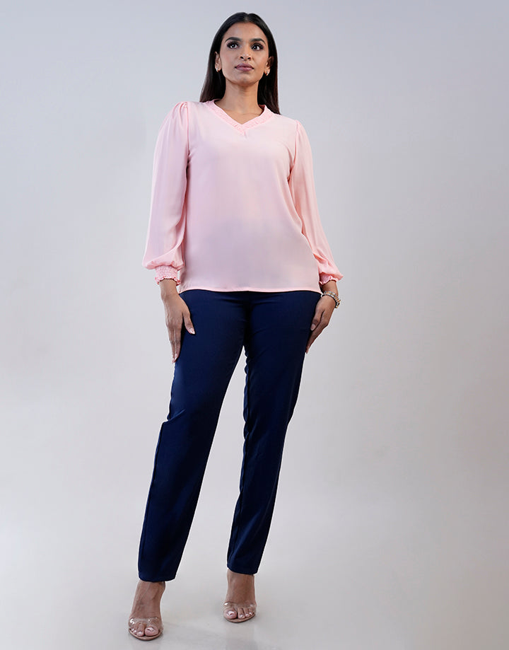 Plain Side Pockets Office Pant