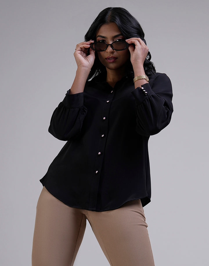 Embroidered Button Down Blouse – Spring & Summer