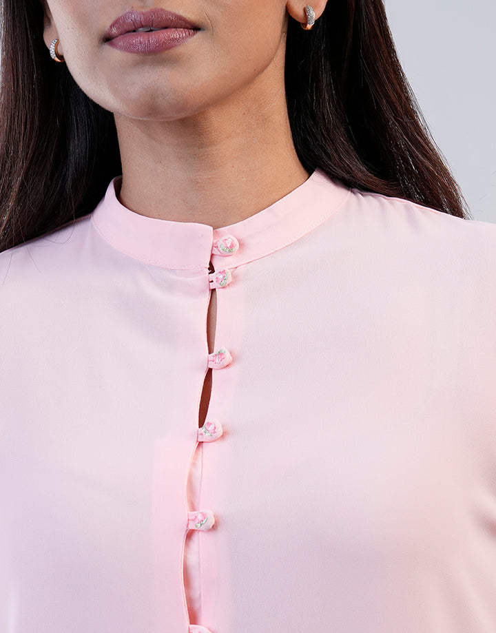 Mandarin Collar Button Down Blouse