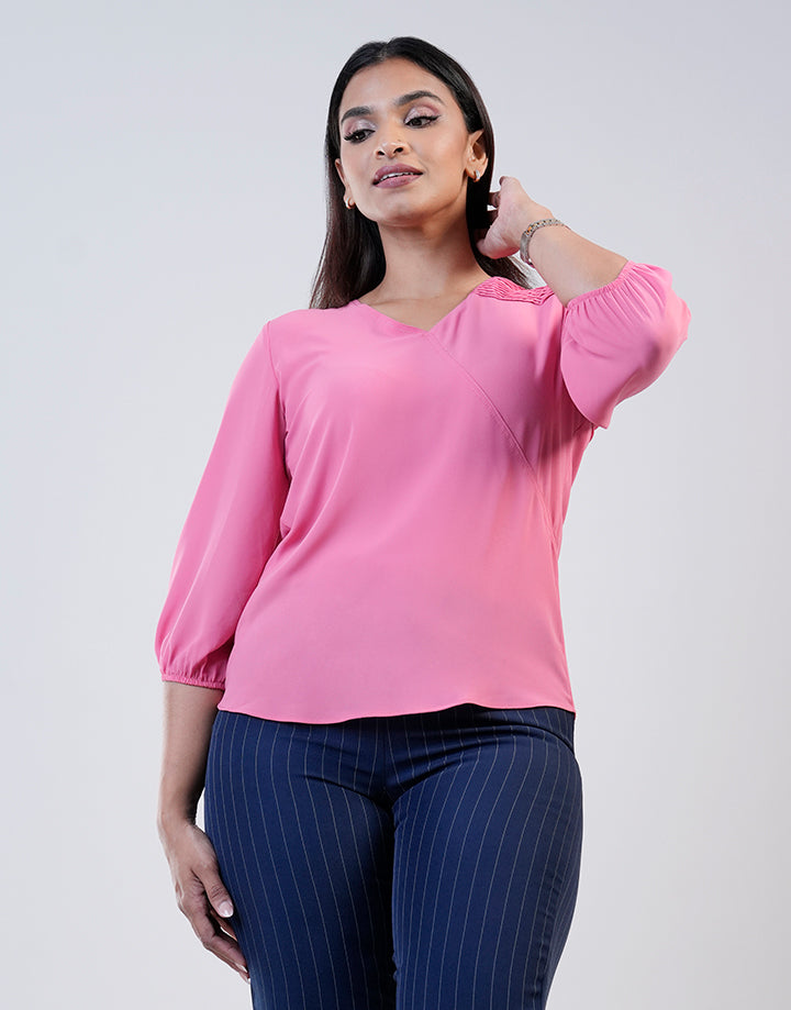 V-Neck Puff Sleeve Blouse