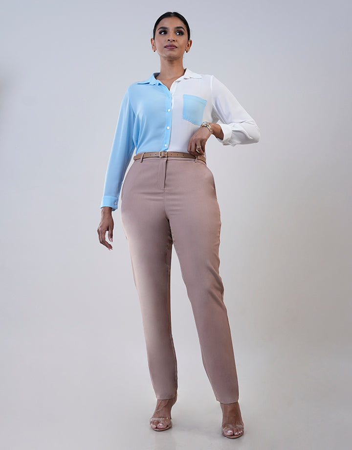 Plain Side Pockets Office Pant