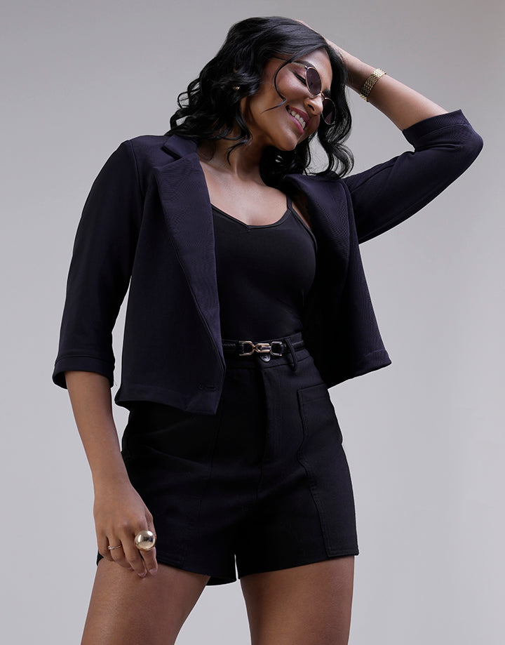 Lapel Collar Blazer with One Button – Spring & Summer