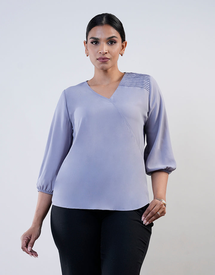 V-Neck Puff Sleeve Blouse