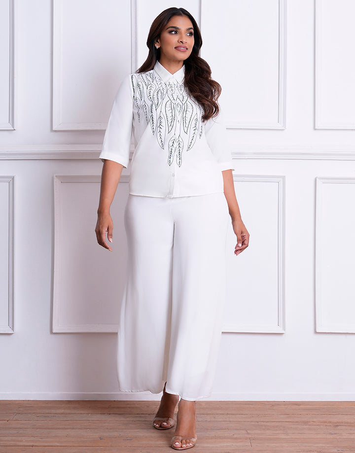 Print Detailed Button Down Blouse – Spring & Summer