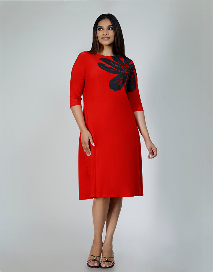 Heat and Bond Detail Dress with 3/4 Sleeve