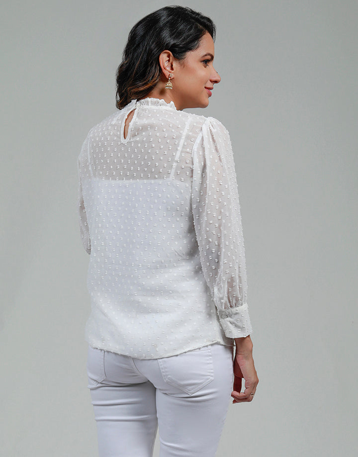 High Neck Blouse with Pintucks