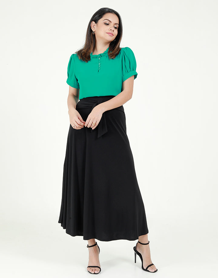 High Neck Blouse with Short Sleeves