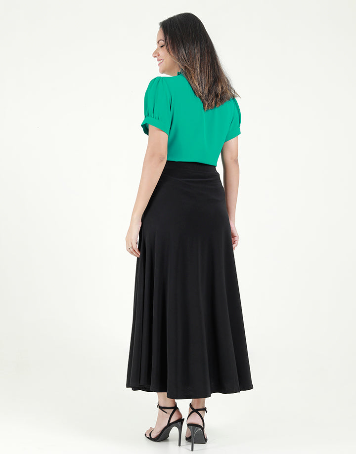 High Neck Blouse with Short Sleeves