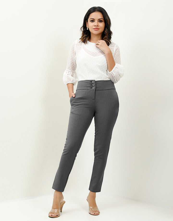 Trousers With Matching Belt Casual Formal Office Pants For Ladies - Cream -  Wholesale Womens Clothing Vendors For Boutiques