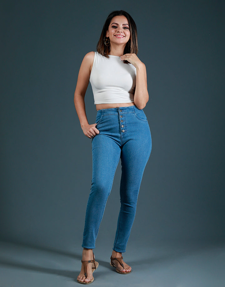 LICC Five Buttons High Waisted Skinny Jean