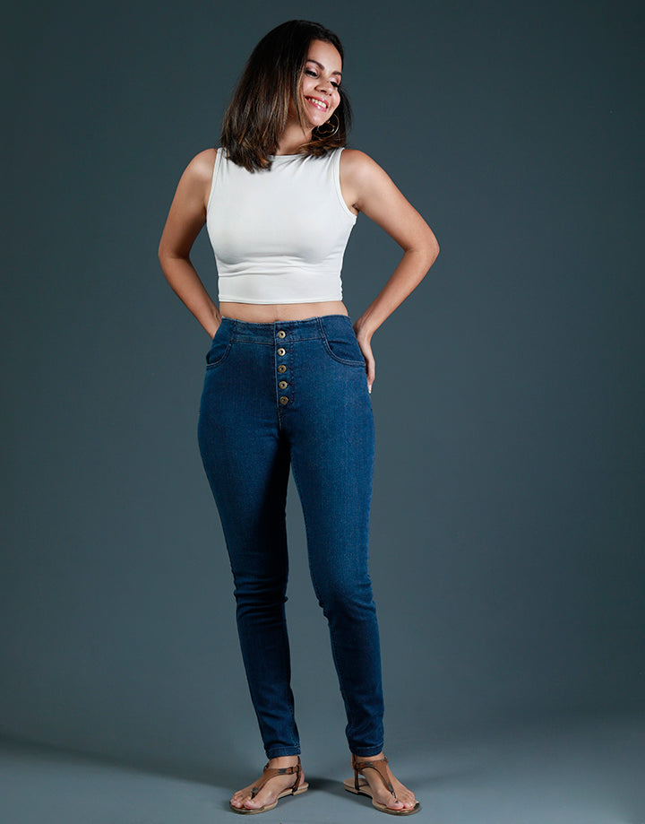 LICC Five Buttons High Waisted Skinny Jean
