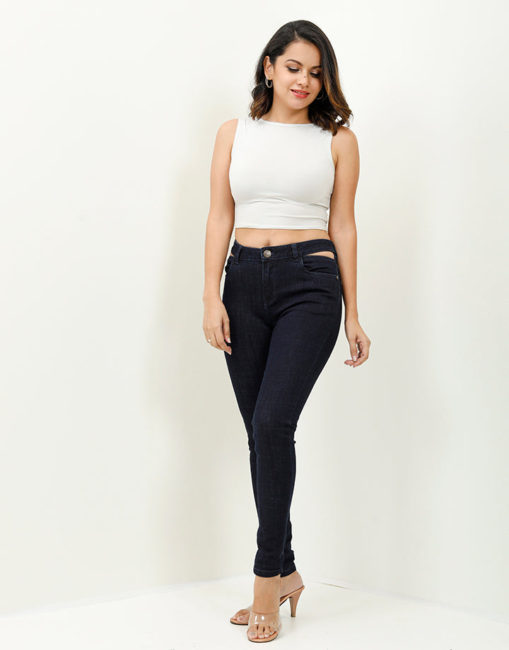 LICC Skinny Jeans with Cut-Out Design
