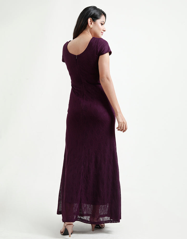 Lace Maxi Dress In Short Sleeves
