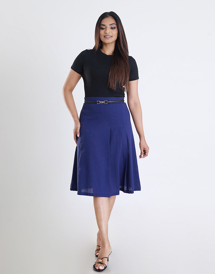 Linen Skirt with Pleated Detail