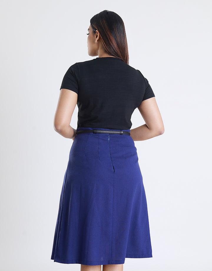 Linen Skirt with Pleated Detail