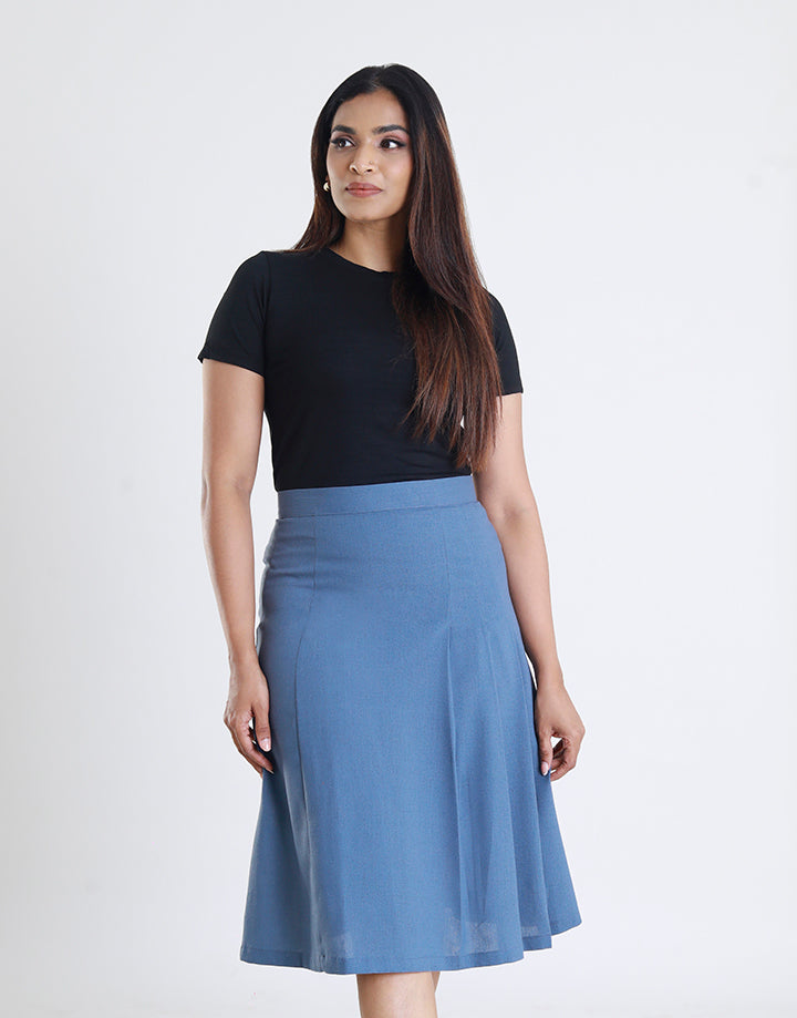 Linen Skirt with Pleated Detail