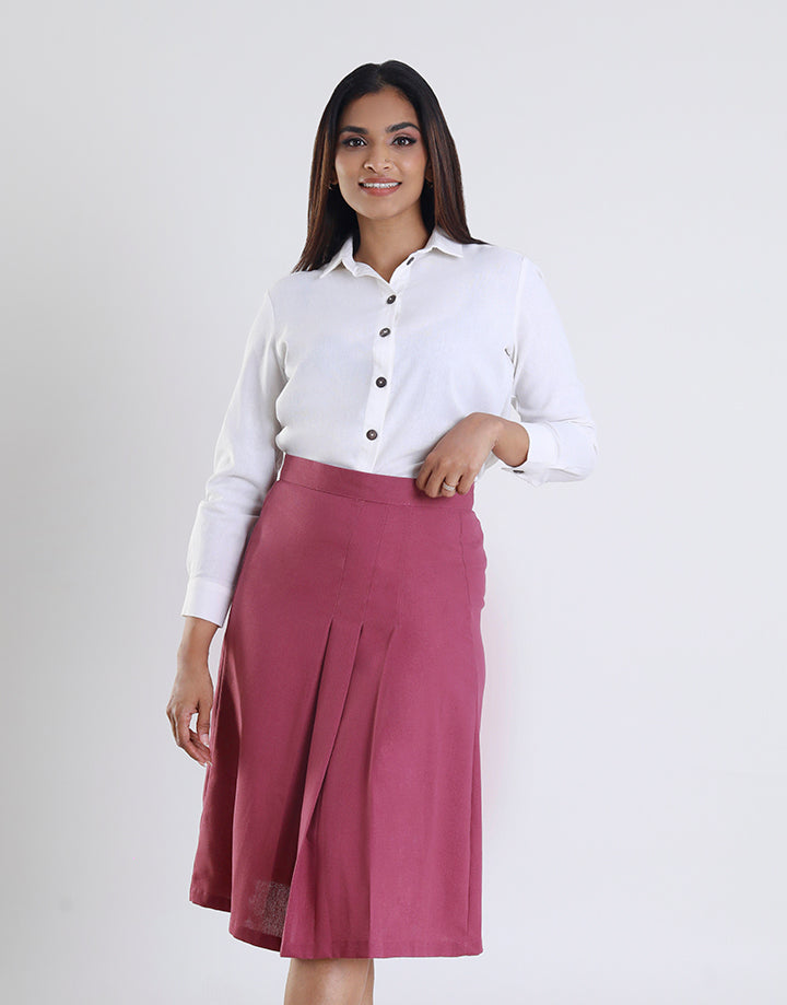 Linen Skirt with Pleated Detail
