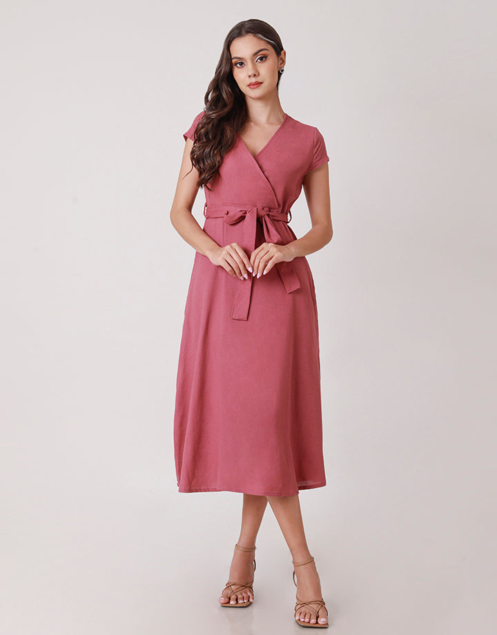 Linen Wrap Dress with Side Pockets