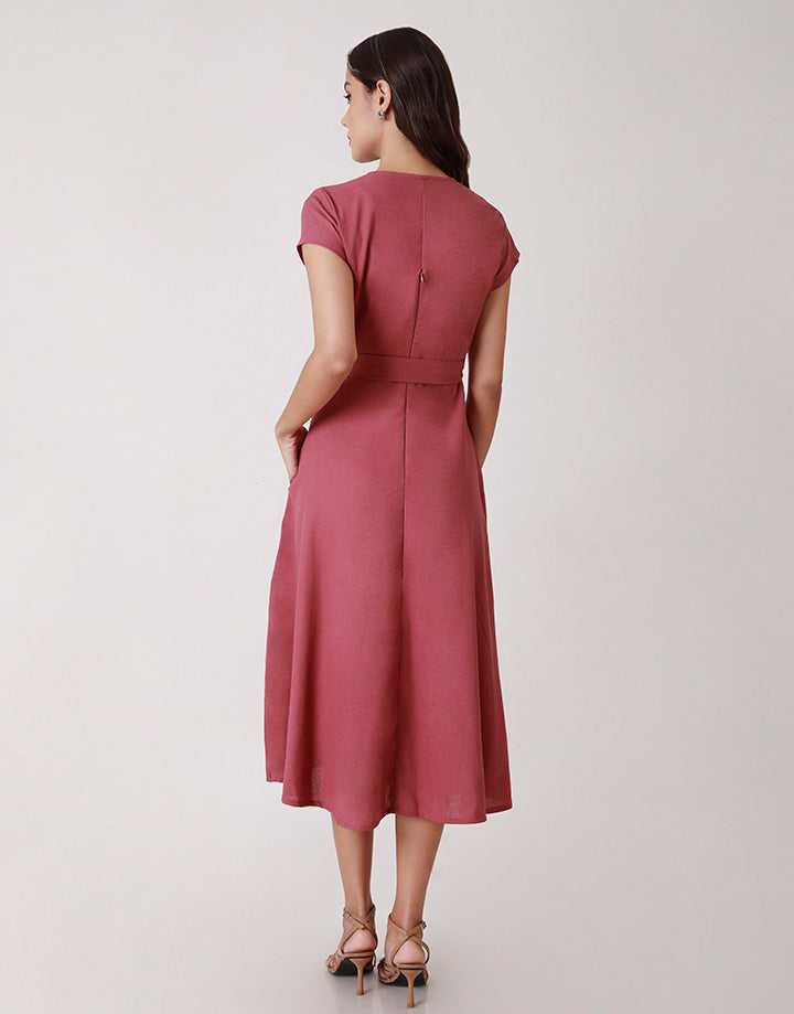 Linen Wrap Dress with Side Pockets